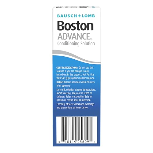 Boston Advance Full RGP Lens Care Kit – Step 1 Cleaner 1 fl oz, Step 2 Conditioning Solution 3.5 fl oz (x2), Sensitive Eyes Saline 12 fl oz & 15-Week Protein Remover