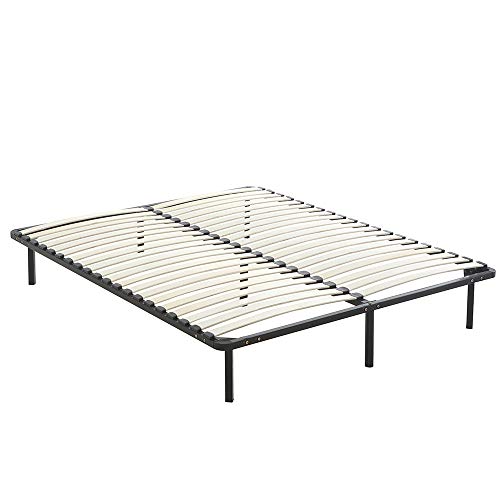 DEWINNER Sommier à Lattes sur Pieds-7 Pieds Inclus - Lit (160_x_200_cm)