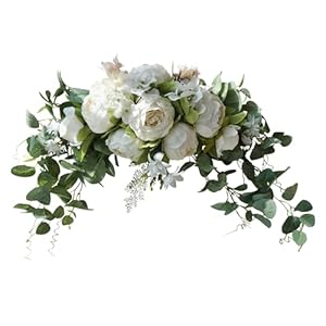 H&S BRIDAL Wedding Arch Flowers, 30 Inch Rustic Artificial Floral Swag for Door Lintel, Green Leaves Rose Peony Sunflowers Table Centerpieces Home Decoration