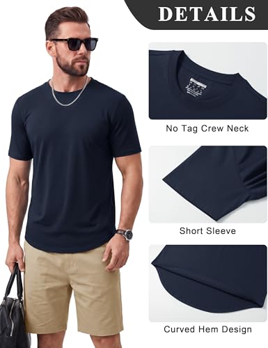 Cotrasen Mens T Shirts Short Sleeve Casual Crew Neck Tees UPF 80+ Lightweight Moisture Wicking Mens Curved Hem T Shirt, Pack of 2 — view 5