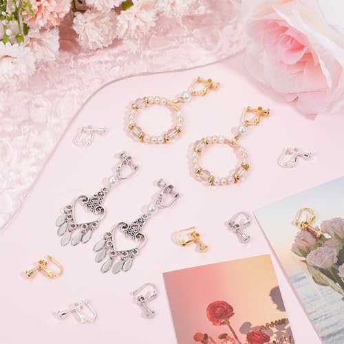 SUNNYCLUE 1 Box 30Pcs Screw Earring Clips Earrings Converter Brass Clip on Earring Backs Components Non Pierced Ears Gold Silver Clip Earring Findings for Jewelry Making Supplies DIY Crafts Women - Image 4