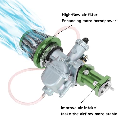 Image of FVRITO Racing VM22 26mm Predator 212 Carburetor Carb for Performance 212cc 196cc Engine Mini Bike GX200 GX160 CT200U KT196 Go Kart with 38mm Air Filter Intake Manifold Upgrade Stage 1 kit Green