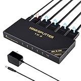 Splitter HDMI 4K, Répartiteur HDMI 1 entrée 4 Sorties 4K @ 60Hz, Distributeur Audio Vidéo Miroir 4 Écrans pour Projecteur, HD TV, Lecteur Blu-Ray Supporte HDMI2.0 HDCP2.3 YUV RGB 4:4:4