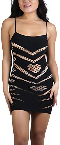 Image of ToBeInStyle Women's Stretch See Through Fishnet Novelty Mini Rave Party Dress