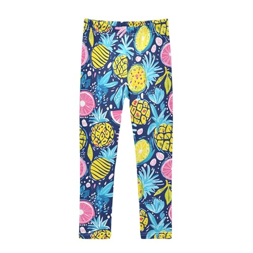 Tropical Fruit Pineapple Girls Leggings Soft Stretch Workout Yoga Dance Pants for Kids Casual Tights