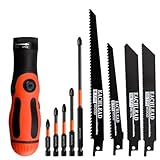 KFASANOMDZ 9-In-1 Multi-Functional Hand Saw Set - Reciprocating Saw Blades & Screwdriver Bits Kit, 6/10/18 TPI Blades for Cutting Wood,Thin Metel, Plastic, DIY Crafts, Household Repair Tools