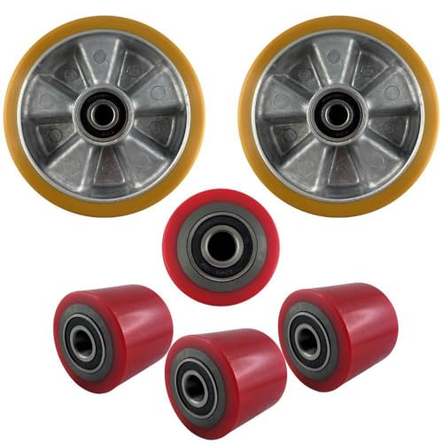 Hubwagen Räder & Rollen Satz Polyurethan Tandem - 2 Räder 4 Rollen