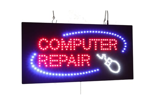 Enseigne LED Open pour vitrine de boutique informatique de quartier