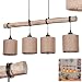 Produktbild HOFSTEIN Pendelleuchte Soungou, moderne Hängelampe aus Holz/Metall/Leinen in Natur/Schwarz/Beige, 4-flammige Hängeleuchte im skandinavischen Design, Höhe max. 180 cm, E27, Wohnzimmer, Esszimmer, Küche