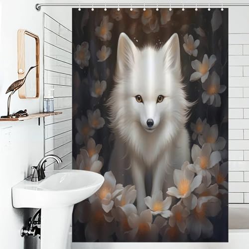 Rideau de douche renard 122x183cm imperméable avec crochets