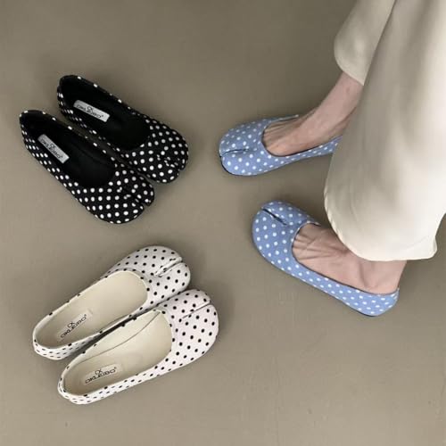 ZQW Cute Tabi Shoes for Women Split Toe Ballet Flats Polka Dots Lightweight Comfortable Shoes for Casual, Office & Walking2