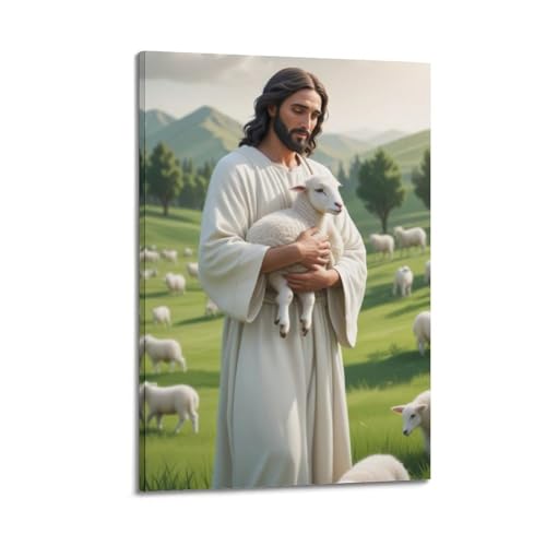 Décoration murale Jésus de qualité premium avec cadre de protection pour salon
