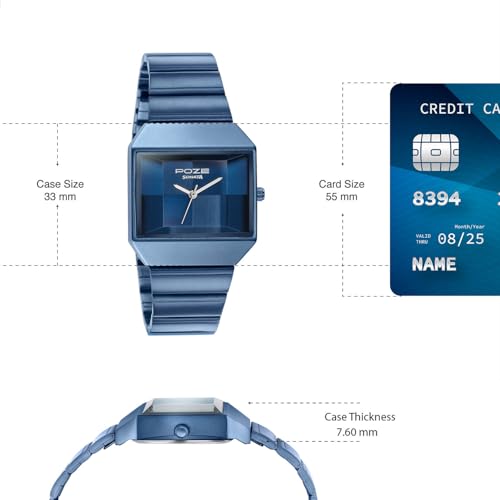 Image of Sonata Poze 8 Quartz Analog with Blue Dial Blue Stainless Steel Strap Watch for Unisex - SP80160QM01W