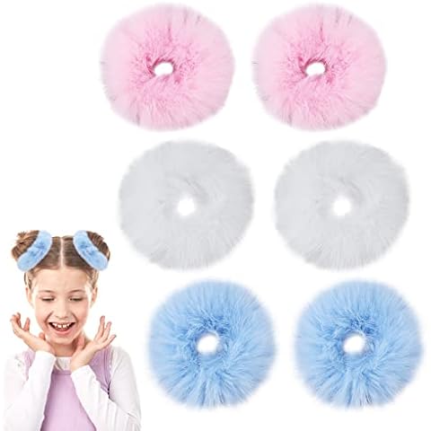 Bekecidi Plush Faux Rabbit Fur Hair Scrunchies Cover