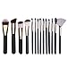Produktbild Make Up Pinsel EKKONG Professionelles Schminkpinsel Set 15pcs Foundation Blending Erröten Eyeliner Gesichtspuder Pinsel Lidschatten PU Leder Kosmetiktasche (Schwarz)