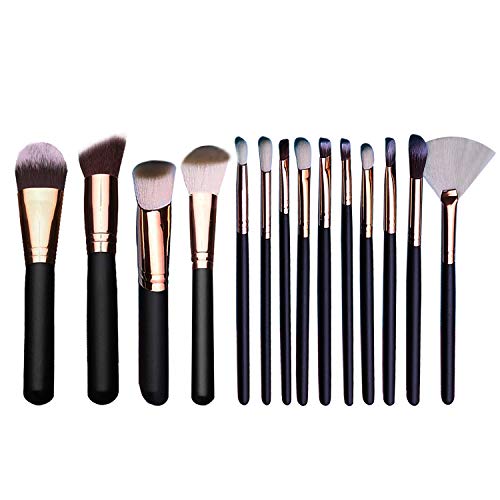 Preisvergleich Produktbild Make Up Pinsel EKKONG Professionelles Schminkpinsel Set 15pcs Foundation Blending Erröten Eyeliner Gesichtspuder Pinsel Lidschatten PU Leder Kosmetiktasche (Schwarz)
