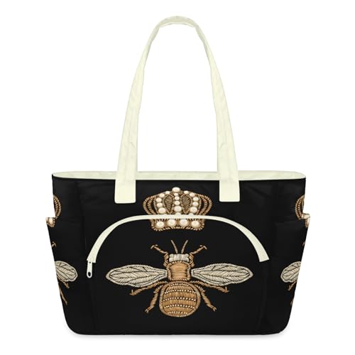 Sac fourre-tout vintage pour femme grand format matelassé motif abeille