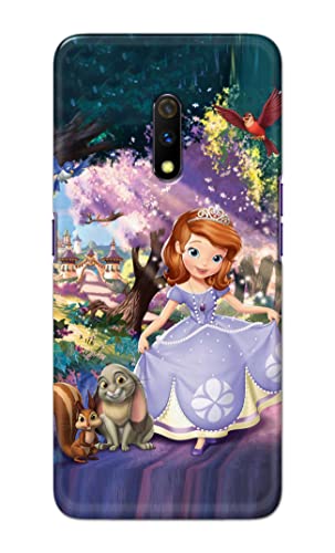 Image of PRINTFIDAA Cartoon Little Girl with Crown and Pet Animals Printed Designer Hard Case for Realme X /Oppo K3, RMX1901 Back Cover -(e) RPM1008