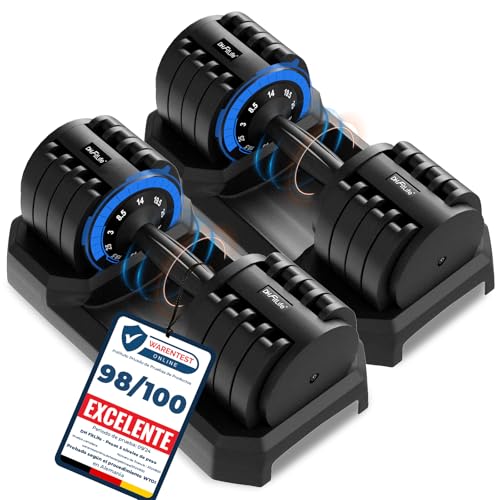 DH FitLife Mancuernas ajustables de 3 a 25 kg para entrenamiento de fuerza, juego de pesas con base que ahorran espacio para gimnasio en casa, pesas variables 5 en 1(2 piezas por set)