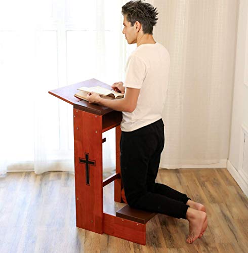 Prayer Bench Stool Table Chair Padded Kneeler Shelf Folding Wooden Church #TOP1
