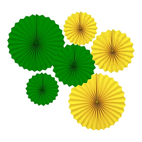 Dark Green and Yellow Round Party Hanging Paper Fans...