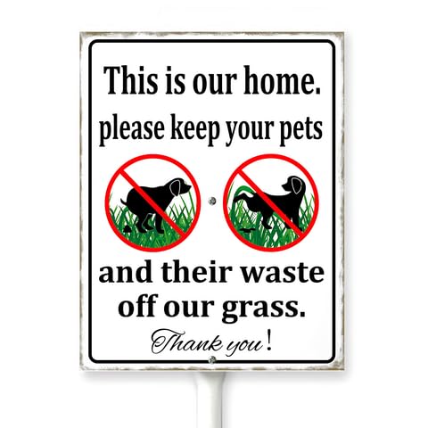 Horienteeon Please Keep Your Pets And Their Waste Off Our Grass Sign With Stake Dog Signs No Pooping And Peeing Aluminum Street Outdoor Wildflowers Decorations Home Garden Lawn 7x8.8"