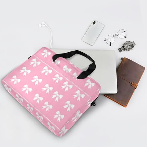 Funda para portátil con diseño de lazos blancos y rosa miniatura 7