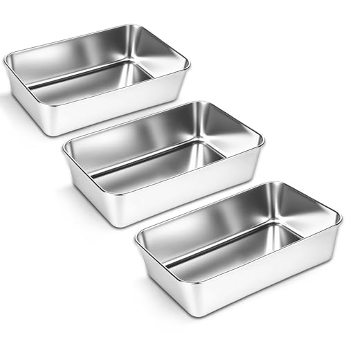 elthmpr Molde rectangular de acero inoxidable, 3 unidades, 21,7 × 14,7 × 6,35 cm, molde para pan para hornear, molde de pan, molde de pan, molde para horno, tartas, tostadas