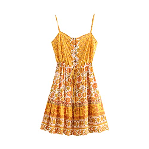 Chemisier femme imprimé floral et manches kimono d'été style hippie robe à bretelles taille S