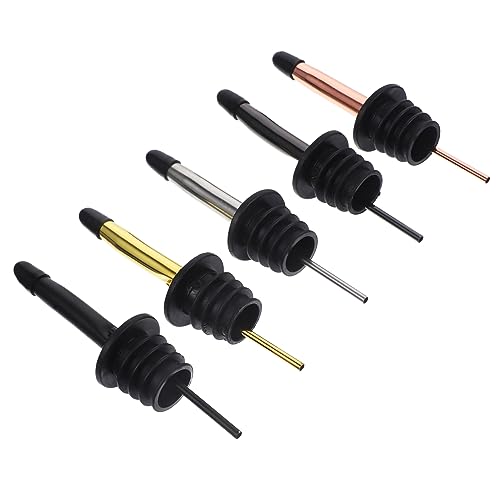 LALADEFIEE 5pcs Stainless Steel Wine Pourer Leak Wine Stoppers with Dust Caps for Smooth Pouring Essential Accessories for Parties and Daily Use