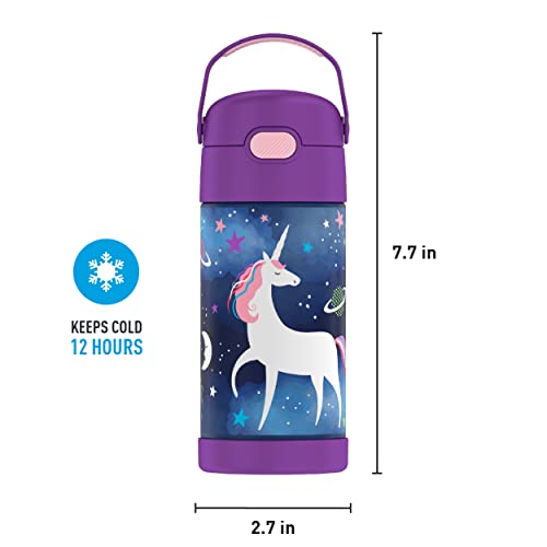 Thermos Funtainer 12 Ounce Stainless Steel Vacuum Insulated Kids Straw Bottle, Space Unicorn #TOP4