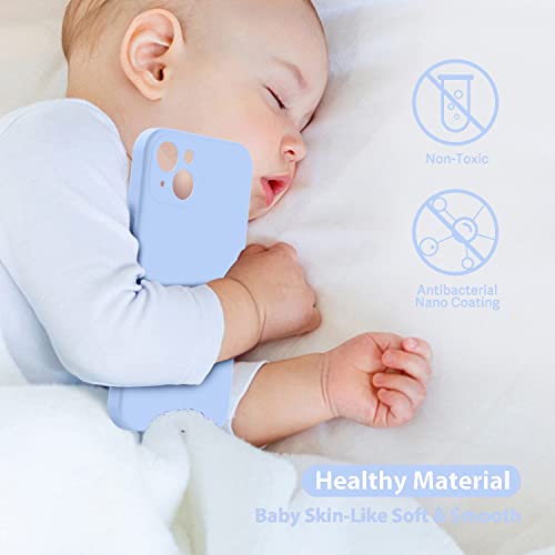 Vooii Compatible With Iphone 14 Case With Screen Protector, Upgraded Liquid Silicone With [Camera Protection] [Soft Anti-Scratch Microfiber Lining] Phone Case For Iphone 14 6.1 Inch - Light Blue #TOP6