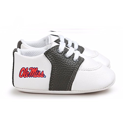 Mississippi Ole Miss Rebels Pre-Walker Baby Shoes Black Trim 0-6 Months Infant