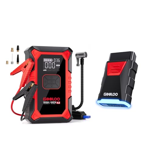 GOOLOO A3 Jump Starter with Air Compressor & GOOLOO DEEPSCAN DS200 OBD2 Scanner Diagnostic Tool - Detailed View