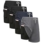 Kinglaman 4 Pack Mens 2 in 1 Running Workout Shorts with Liner, Gym Athletic Quick Dry Sport Shorts with Pockets