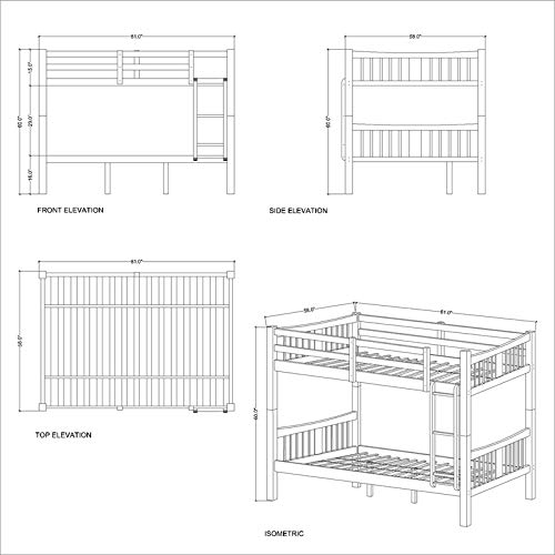 Pemberly Row Full Over Full Contemporary Wood Bunk Bed With Ladder In Gray #TOP5