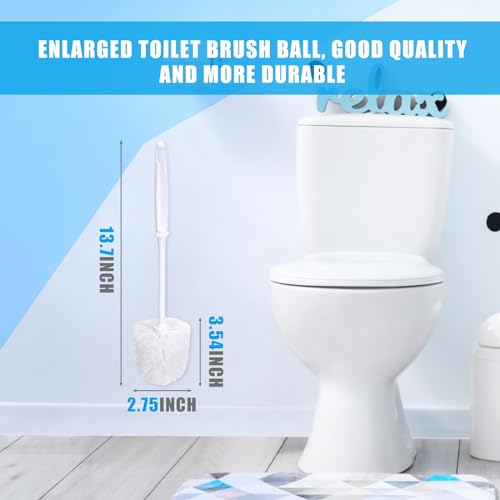 Image of Roshtia 12 Pcs Toilet Brush Cleaner Toilet Bowl Brushes Bulk Commercial White Bathroom Scrubber with Plastic Handles Restroom Cleaning Scrub for Bathroom Industrial Cleaning Supplies 13.7 Inch