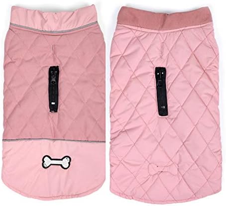 Idepet Waterproof Dog Coat Winter Warm Jacket Vest,Windproof Snowsuit Dog Clothes Outfit Vest Pets Apparel for Small Medium Large Dogs with Harness Hole pink S