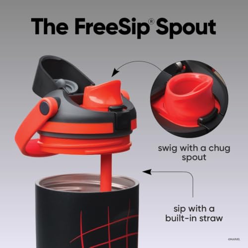 Image of Owala Spiderman FreeSip Sway Insulated Stainless Steel Water Bottle with Two-Way Spout, Built-In Straw and Bucket Handle, School, and Sports, 30oz, BPA Free, Leak Proof, Night Watch