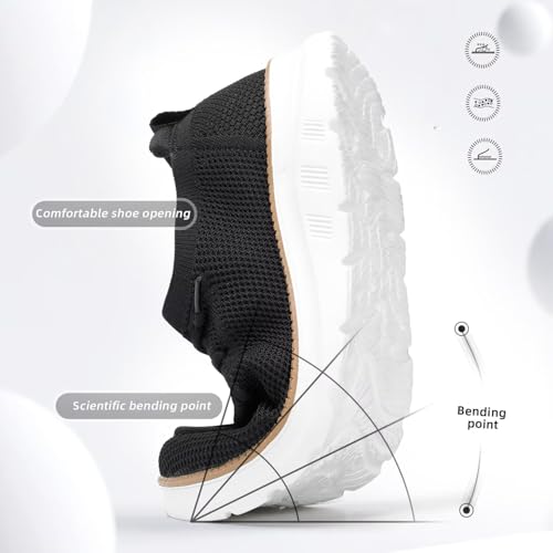 Image of Mens Boat Loafers Slip-on Casual Mesh Walking Shoes Business Oxfords Sneakers Work Lightweight Comfortable Soft Sole Black