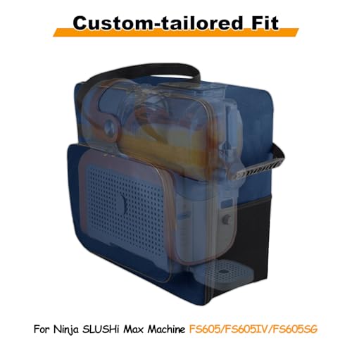 Funda portátil para máquina Ninja Slushi FS605, azul | Bolso de transporte para máquina Slushie Max, acolchado grueso, múltiples bolsillos y asas miniatura 2