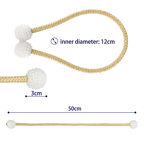 Senbaler 8 Pack Magnetic Curtain Tie Backs With Pearls,Modern Curtain Holdbacks Strap,Decoration For Kindergarten,Outside And Inside Drapes (Gold) #TOP1