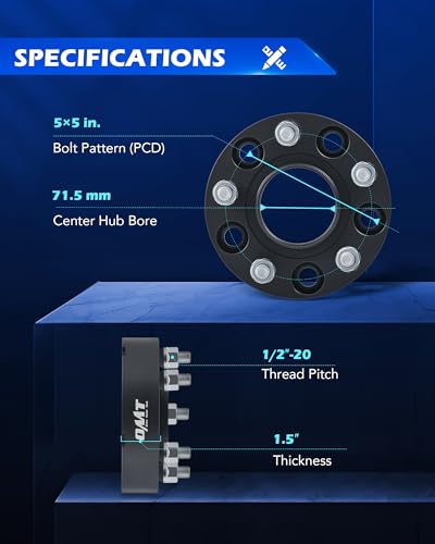 Image of OMT 5x5 Wheel Spacers with 71.5mm Center Hub Bore, Set of 4 | 1.5 Inch Hubcentric Wheel Spacers with 1 /2 inch-20 Studs Compatible with Jeep Wrangler JK Grand Cherokee Commander