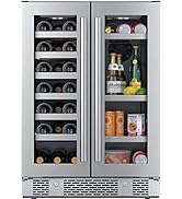 Avallon AWBC242GGFD 24 Inch Wide 21 Bottle Capacity and 64 Can Capacity Beverage Center with LED ...