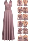 Juvell Brautjungfernkleider lang   Infinity Dress Maxi   Abendkleider elegant festlich   Multiway Wickelkleid   Hochzeit Abiball Bridesmaid   1000 (34 38, Altrosa)