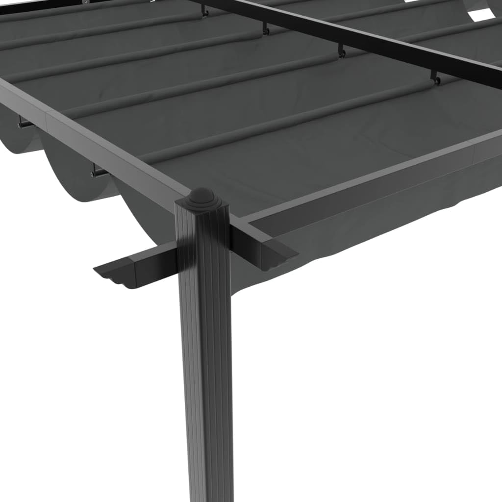 Pergola en aluminium - 3 x 6 m - Avec toit rétractable - Anthracite - Structure stable pour auvent de terrasse - Toit solaire en polyester imperméable avec revêtement PA - Idéal pour le jardin