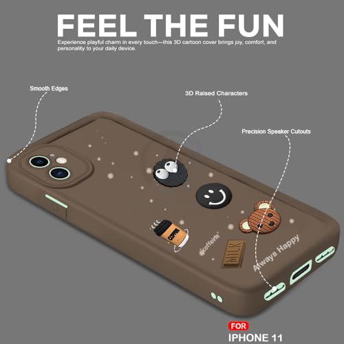 Image of AESTMO Back Case Cover for iPhone 11 Back Cover | Cute Fun Cartoon 3D Ball | Coffee Silicone Case | Full Body Protection | Camera Protection Back Cover for iPhone 11 (Brown)