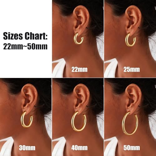Gacimy Chunky Hoop Earrings for Women 14K Gold Plated, 925 Sterling Silver Post Hoops for Women - Image 3