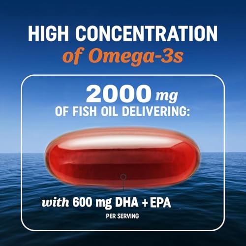 Image of Omega 3 Fish Oil 2000mg + Multivitamin Combo| Triple Strength Softgels with EPA & DHA + Astaxanthin & Vitamin D3 | Heart, Brain, Eye & Joint Health | Burpless | 60 Softgel each