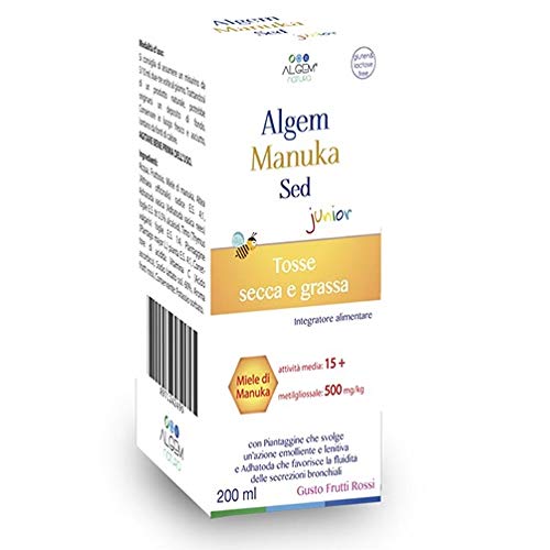 Algem Manuka Sed Junior SCIROPPO: favorisce la funzionalità delle vie respiratorie in caso di tosse secca e grassa (per bambini) GUSTO FRUTTI ROSSI